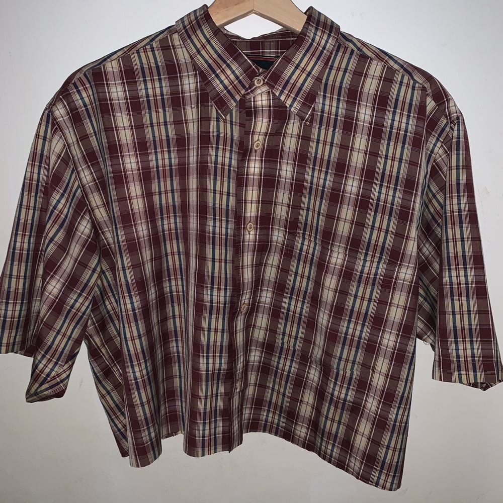 Plaid Button Down Crop Top